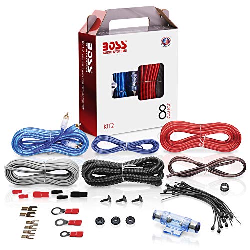 BOSS Audio Systems KIT2 8 Gauge Complete Car Amplifier Installation Wiring Kit with Power Cables, Ground Cables, Turn-On Wire, Speaker Wire, Terminals - Image 1
