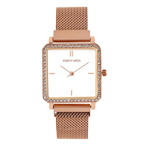Joker & Witch Stainless Steel Women Mira Rosegold Analog Watch Bracelet Stack, White Dial, Rose Gold Band - Image 3