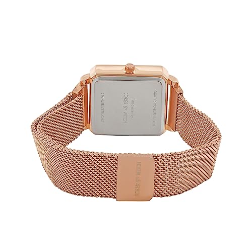 Joker & Witch Stainless Steel Women Mira Rosegold Analog Watch Bracelet Stack, White Dial, Rose Gold Band - Image 4