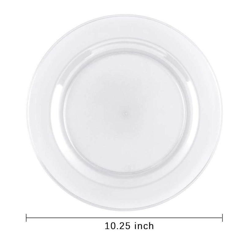 bUCLA 100Pieces Clear Plastic Plates -10.25inch Disposable Dinner Plates- Premium Weddings& Party Plates - Image 2