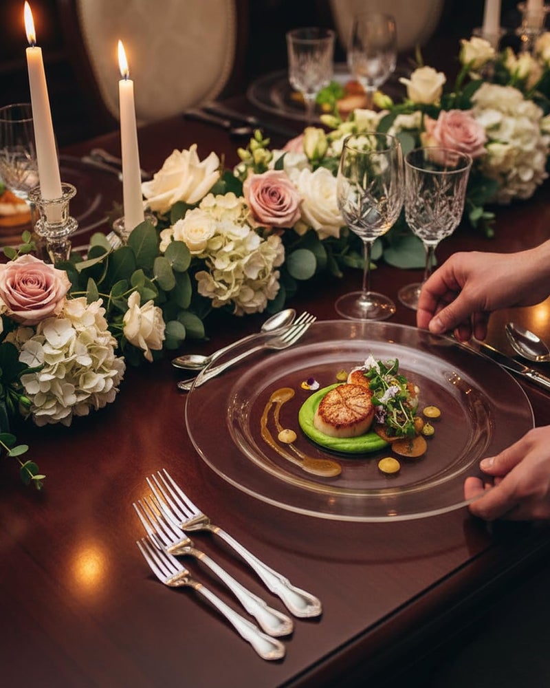 bUCLA 100Pieces Clear Plastic Plates -10.25inch Disposable Dinner Plates- Premium Weddings& Party Plates - Image 5