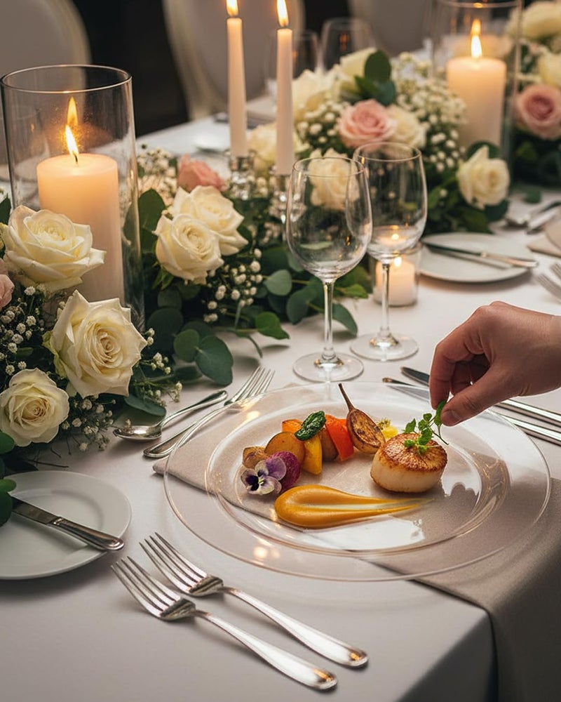 bUCLA 100Pieces Clear Plastic Plates -10.25inch Disposable Dinner Plates- Premium Weddings& Party Plates - Image 3