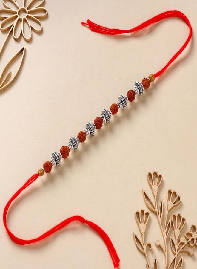 Floweraura مجموعة Floweraura Premium Rakhi for Brother Idol تتضمن مجموعة Rudraksha Rakhi المعدنية التقليدية مع مجموعة Lord Shiva Adiyogi Idol & Roli - هدية Rakhi للأخ والبهاي وأبناء العم وRakshabandhan - Image 4