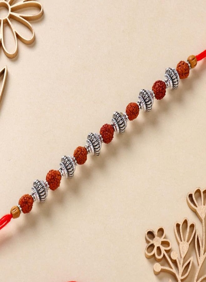 Floweraura مجموعة Floweraura Premium Rakhi for Brother Idol تتضمن مجموعة Rudraksha Rakhi المعدنية التقليدية مع مجموعة Lord Shiva Adiyogi Idol & Roli - هدية Rakhi للأخ والبهاي وأبناء العم وRakshabandhan - Image 5