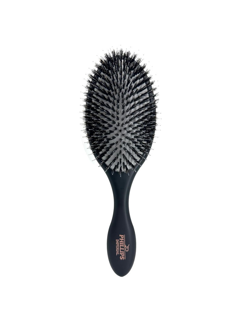 Phillips Brush Phillips Brush Imperial Black Oval Cushion Boar Hair Bristles Reinforced by Nylon AntiStatic AntiFrizz 
