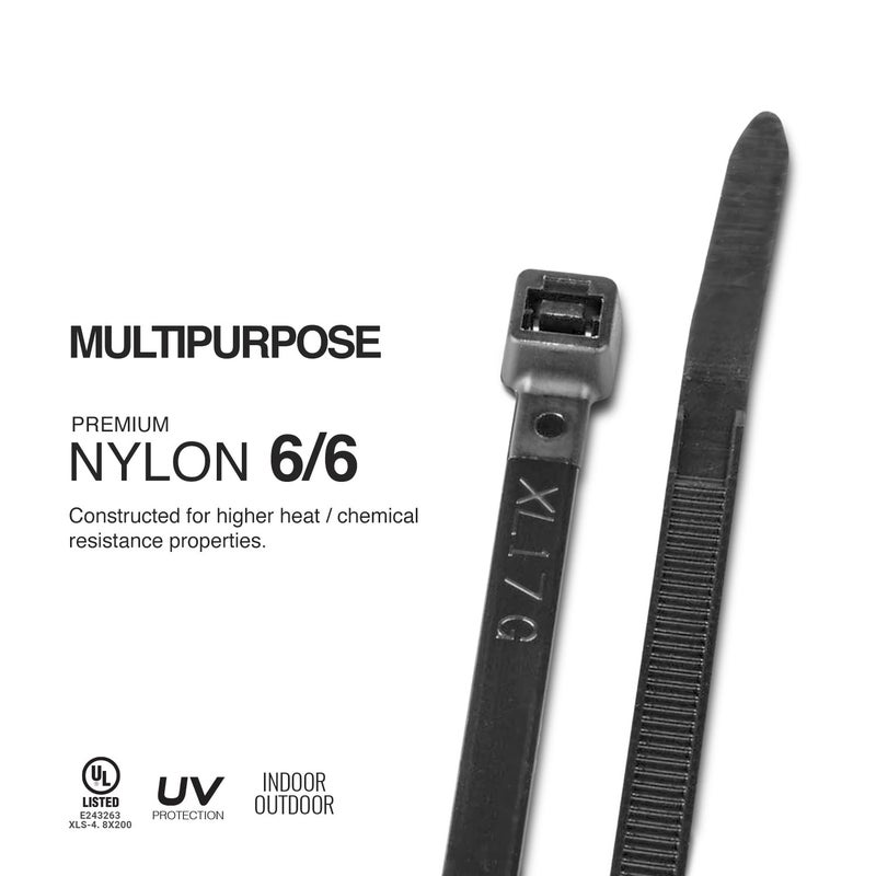 Tr Industrial Multi-Purpose Uv Resistant Black Cable Ties 8 Inches 100 Pack - Image 3