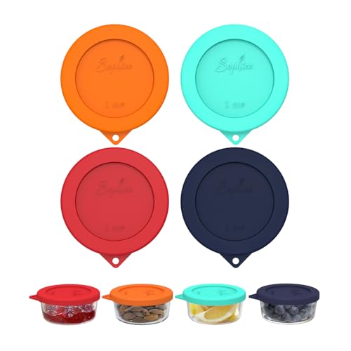 Sophico 1 Cup Round Silicone Storage Cover Lids Replacement for Anchor Hocking and Pyrex 7202-PC Glass Bowls (Container not Included) (Mix - 4 pack) - Image 1
