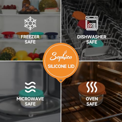 Sophico 1 Cup Round Silicone Storage Cover Lids Replacement for Anchor Hocking and Pyrex 7202-PC Glass Bowls (Container not Included) (Mix - 4 pack) - Image 5