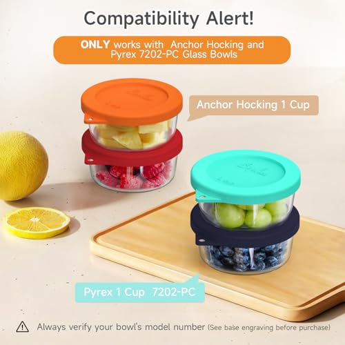 Sophico 1 Cup Round Silicone Storage Cover Lids Replacement for Anchor Hocking and Pyrex 7202-PC Glass Bowls (Container not Included) (Mix - 4 pack) - Image 2