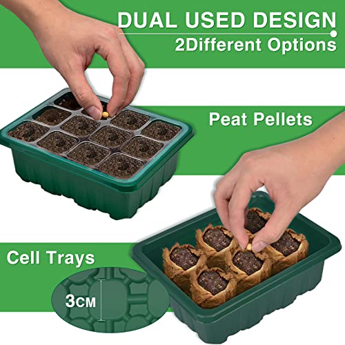 YAUNGEL Seed Starter Tray with Grow Light, 4 Pack Seed Starter Kit with Timing Controller Adjustable Brightness, Thicken Seedling Starter Trays with Humidity Domes Heightened Lids, Gift Box - Image 5