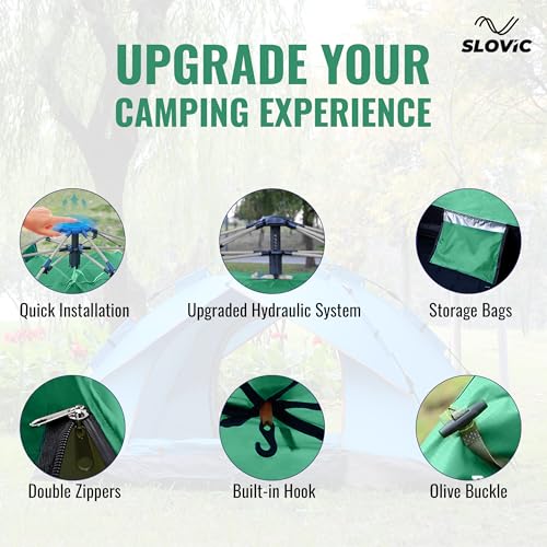 Slovic Portable Tent House for Camping | Ideal for 3 People | Water-Proof Tent House for Adults | Camping Accessories for Outdoor | Ideal for Picnic, Travel, Hiking, Outdoor | Green - Image 5