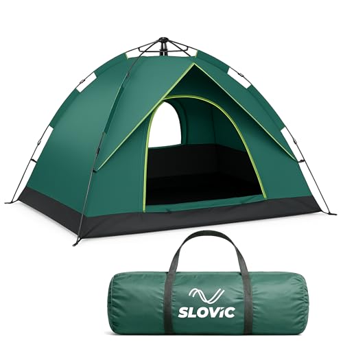 Slovic Portable Tent House for Camping | Ideal for 3 People | Water-Proof Tent House for Adults | Camping Accessories for Outdoor | Ideal for Picnic, Travel, Hiking, Outdoor | Green - Image 1