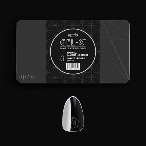 APRÉS Apres Gel-X® Soft Gel Tip Box | Natural Almond | 500pc Nail Tips, 11 Sizes 00-9, Premium Quality (Natural Almond Extra Short) - Image 1