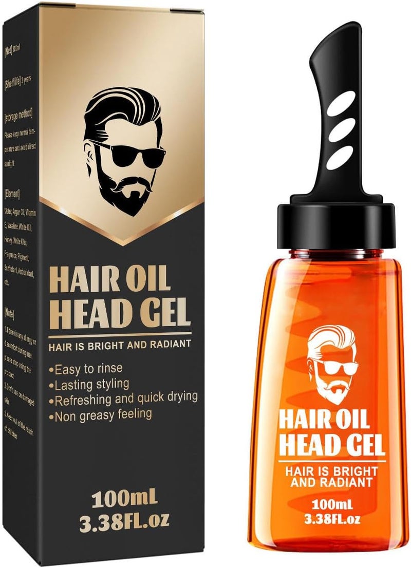 2 in 1 Hair Wax Gel with Comb LongLasting Fluffy Fast Build Strong Hold Mens Hair Styling Gel with Dip Comb 100ml