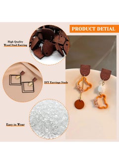 Oubaka 60Pcs Wooden Stud Earrings Posts With Loop For Jewelry Making,Half-Oval Wood Earrings Posts Earring Findings Earring Pin Studs With 100Pcs Ear Backs For Diy Earring Making  - Image 2