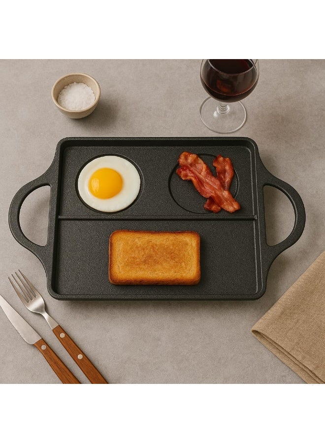 BS B&S BB Burger Flat Grill Pan 40x24cm – Cast Aluminum Non-Stick Griddle for Gas & BBQ - Image 1