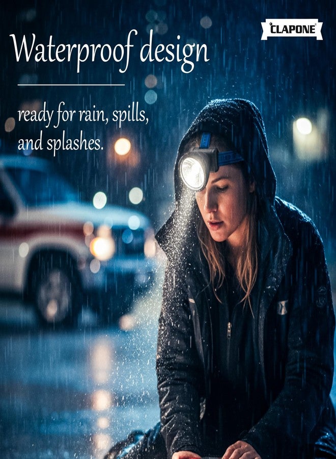 CLAPONE مصباح رأس LED قابل لإعادة الشحن، مزود بخاصية الوميض القابلة للتعديل بزاوية 90 درجة، مثالي للصيد والتخييم والمشي لمسافات طويلة وركوب الدراجات والجري/التخييم/صيد الأسماك/مقاوم للماء، مثالي للأنشطة الخارجية - Image 4