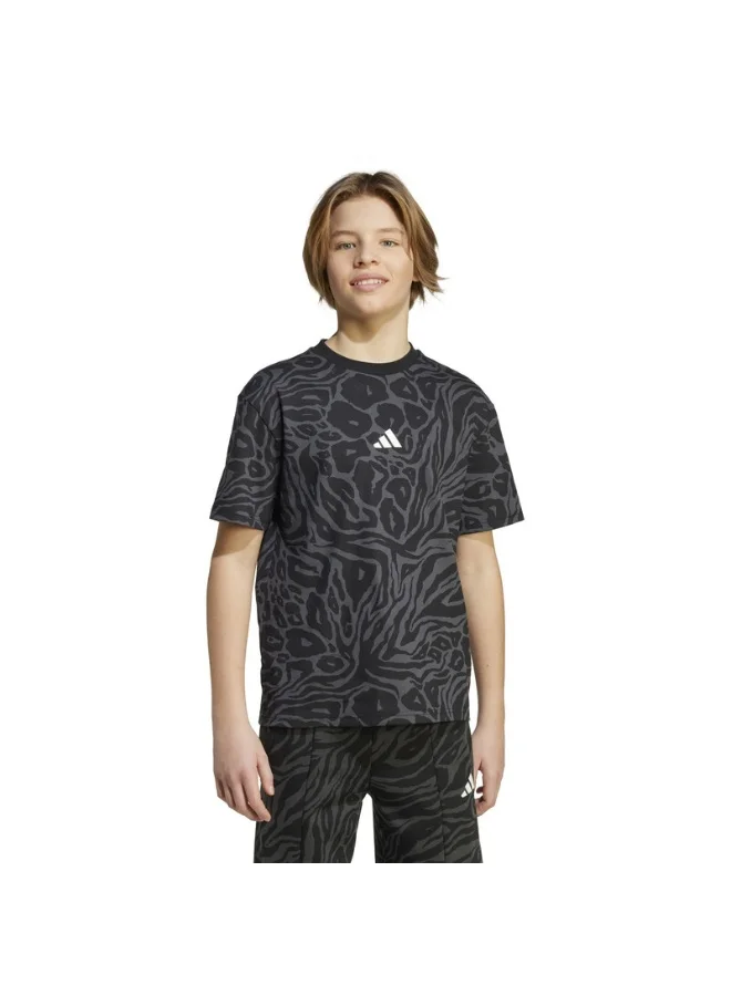 adidas Adidas J Fi Logo Aop T Black T-Shirt (Short Sleeve) T-Shirts For Kids