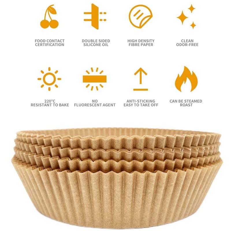 100 PCS Air Fryer Disposable Paper Liner, Non-stick Disposable Air Fryer Liners, Baking Paper for Air Fryer Oil-proof, Water-proof, Food Grade Parchment for Baking Roasting Microwave - Image 4