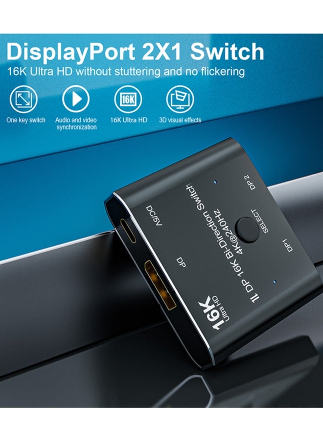 DisplayPort 16K DP Switch Bi-Direction 8K@120Hz 4K@240Hz Splitter Converter for Multiple Source and displays 16K DP Video Converter - Image 2