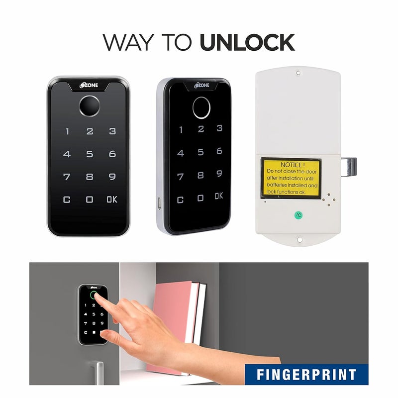 Ozone Electronic Digital Mobile App Fingerprint Password RFID Card Furniture Lock Black Fingerprint PIN - Image 3