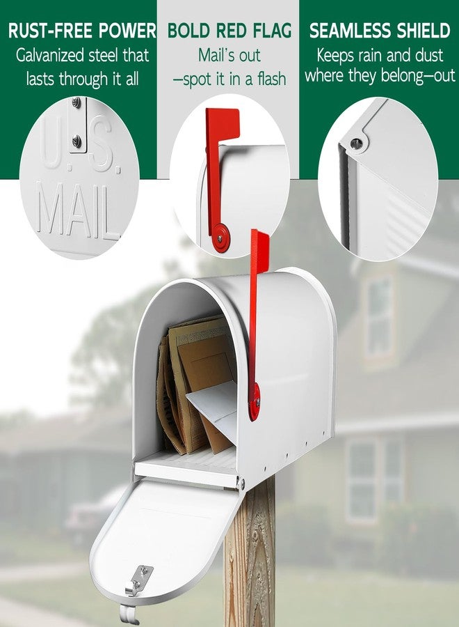 BlissBoard White Mailboxes for Outside Post Mount, Galvanized Steel Metal Mailbox, Standard Size, 20 x 8.7 x 6.7 Inches - Image 3