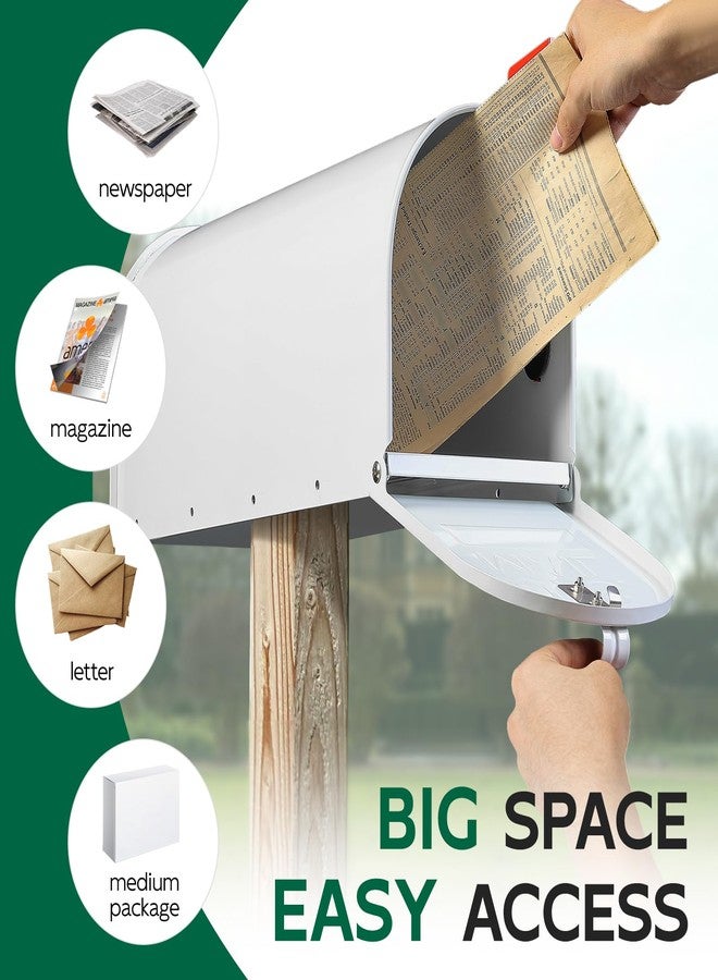 BlissBoard White Mailboxes for Outside Post Mount, Galvanized Steel Metal Mailbox, Standard Size, 20 x 8.7 x 6.7 Inches - Image 2