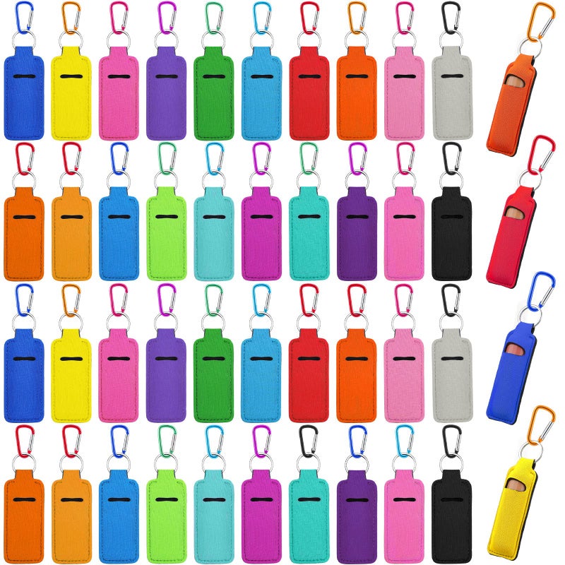 Tudomro Tudomro 40 Pack Lipstick Keychain Holder with Clip Colorful Portable Lip Balm Holder Keychain for WomenMulticolor Clips 