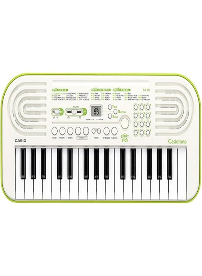 كاسيو لوحة مفاتيح صغيرة Casiotone SA-50 بأصوات بيانو، لون أبيض (32 مفتاحاً) - Image 2