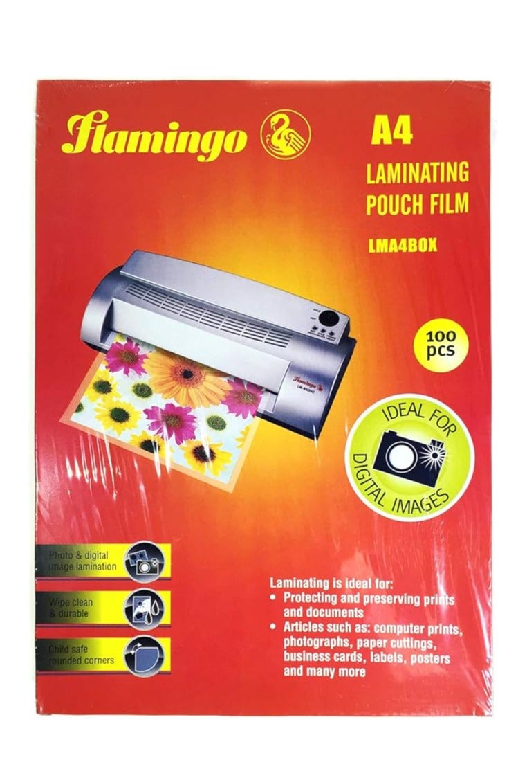 Flamingo A4 Size Laminating Pouch 125 Micron 210×297mm 100 Pieces - Image 1
