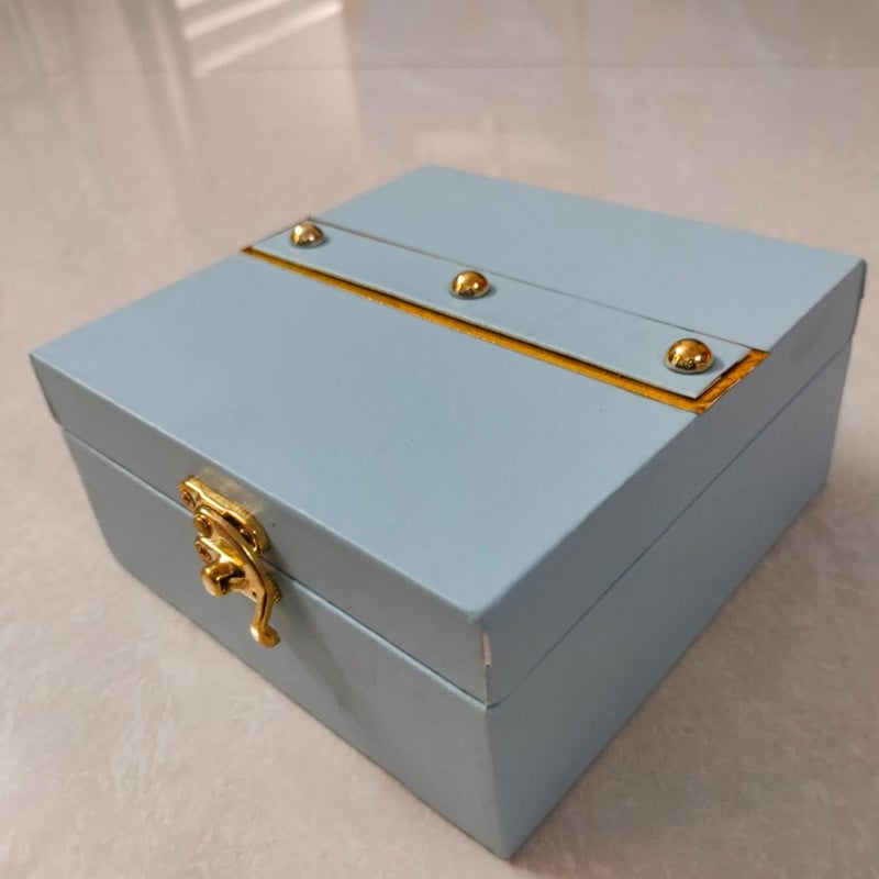 Generic Meka Creations Mini Trunk Box for Gifting Purpose Ideal for gifting and storage Diwali Gifting Wedding or any ocassions Hamper Box Blue Colour 14 14 7 CM Small Size - Image 1
