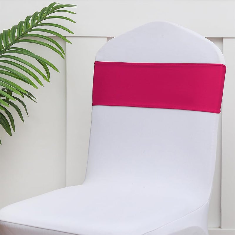 Gankar 50 Pack Hot Pink Chair Sashes for Wedding  Hot Pink Chair Sashes for Party  Birthday  Spandex Chair Sashes for Folding Chairs Decor. - Image 5