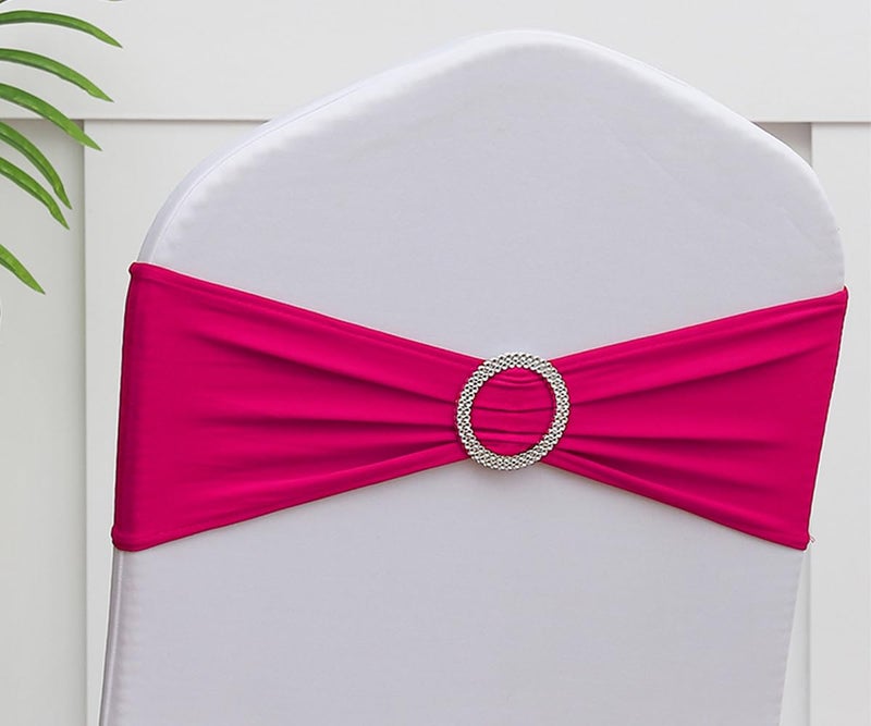 Gankar 50 Pack Hot Pink Chair Sashes for Wedding  Hot Pink Chair Sashes for Party  Birthday  Spandex Chair Sashes for Folding Chairs Decor. - Image 2