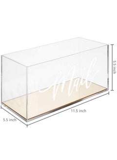MyGift Clear Acrylic Tabletop Mail Organizer Box With Letter Word Script Design And Gold Mirror Base  - Image 5
