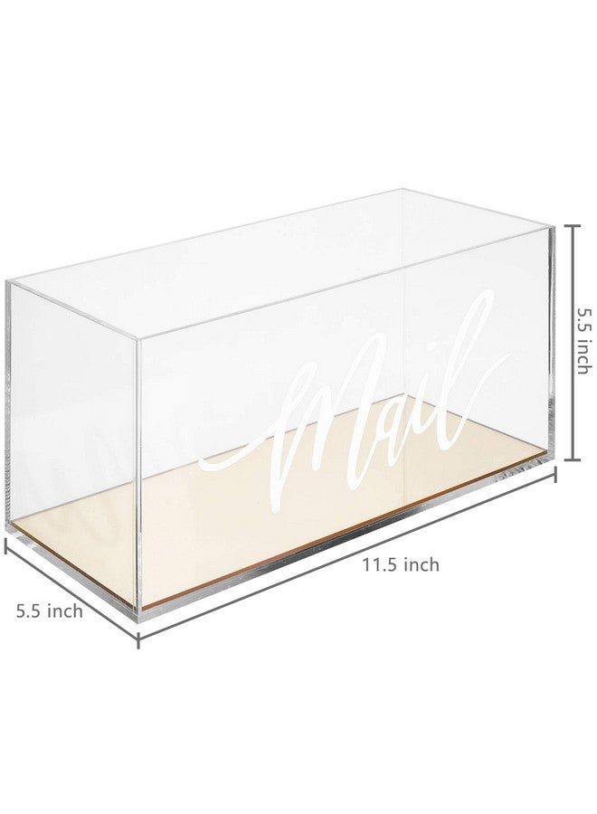 MyGift Clear Acrylic Tabletop Mail Organizer Box With Letter Word Script Design And Gold Mirror Base - Image 5