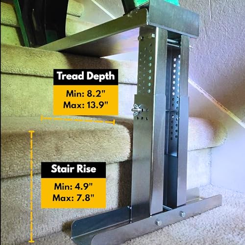 Renovatio Stair Ladder Platform – Ladder Extender & Ladder Leveler for Stairs, Heavy-Duty Adjustable Stabilizer Feet, Galvanized Steel Stairwell Scaffold Platform, 450 lb Load, 24" x 5.5" - Image 4