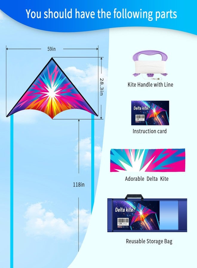 Xida Kite Xida Easy to Fly Kite for Kids Ages 4-8 &8-12, Large Kites for Adults, Beginner Kite with Exciting Lightning Design, Perfect Outdoor Activity & Beach Kites for Boys and Girls, Ready to Fly Set - Image 5