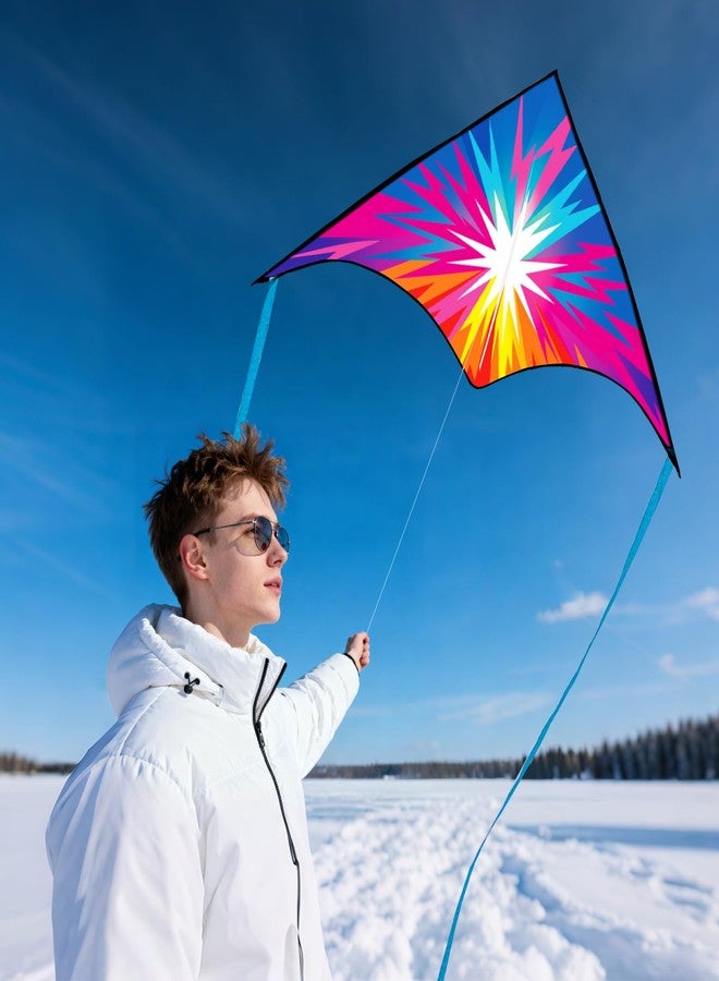Xida Kite Xida Easy to Fly Kite for Kids Ages 4-8 &8-12, Large Kites for Adults, Beginner Kite with Exciting Lightning Design, Perfect Outdoor Activity & Beach Kites for Boys and Girls, Ready to Fly Set - Image 2