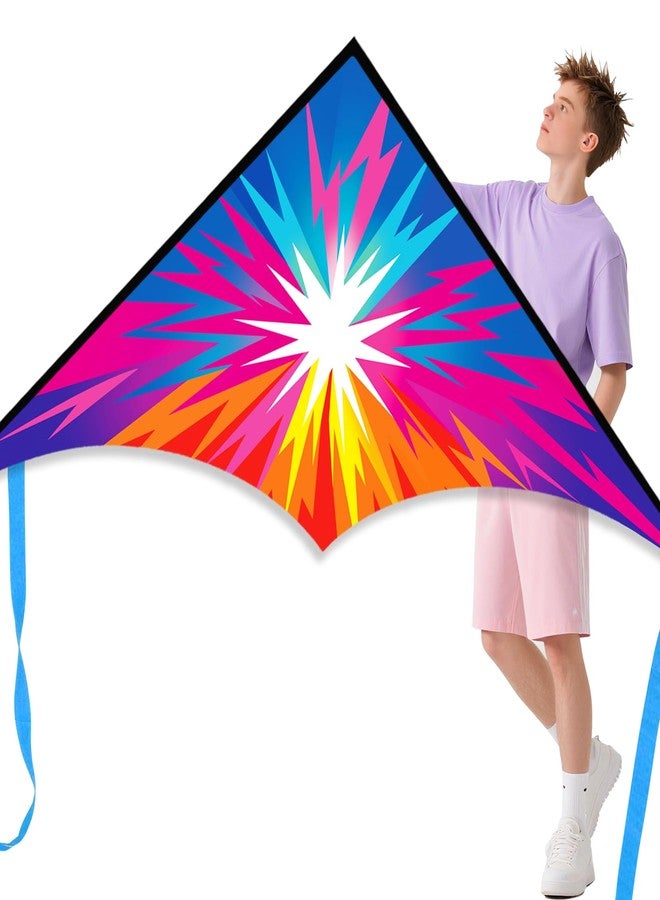 Xida Kite Xida Easy to Fly Kite for Kids Ages 4-8 &8-12, Large Kites for Adults, Beginner Kite with Exciting Lightning Design, Perfect Outdoor Activity & Beach Kites for Boys and Girls, Ready to Fly Set - Image 1