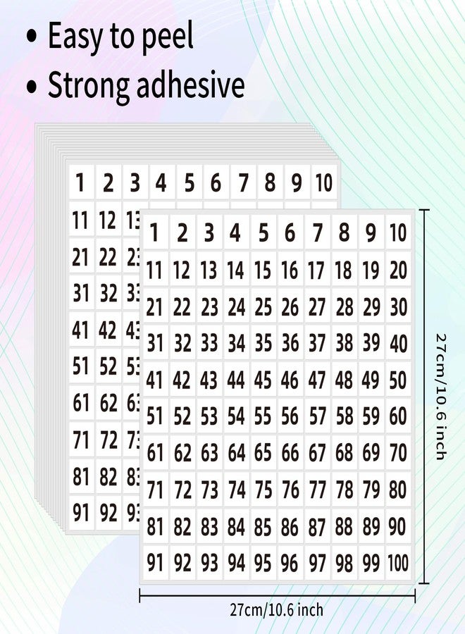 STARLIBOO White Number Stickers 1-100, 1 inch Consecutive Number Stickers, Square Small Self-Adhesive for Office, Classroom, Indoor, Boxes, Storage - Image 3