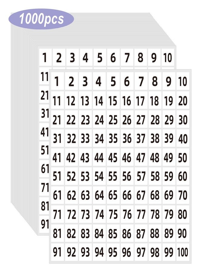 STARLIBOO White Number Stickers 1-100, 1 inch Consecutive Number Stickers, Square Small Self-Adhesive for Office, Classroom, Indoor, Boxes, Storage - Image 1