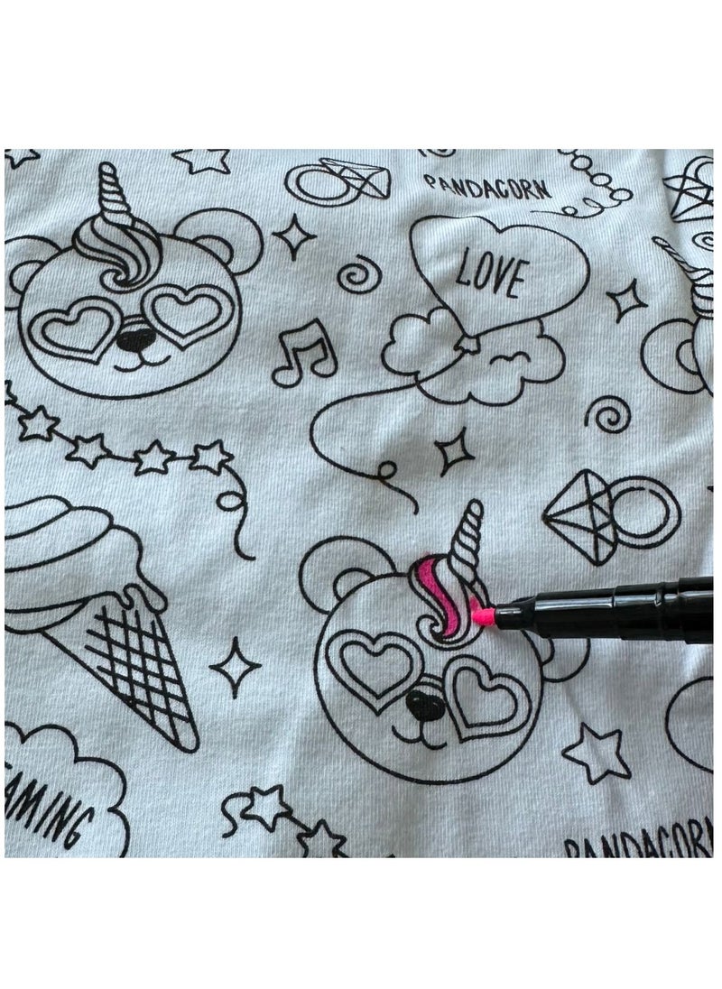 Generic - Coloring Doodle DIY Kids Pajamas Set with 12 Coloring Pens (ice cream) - Image 1