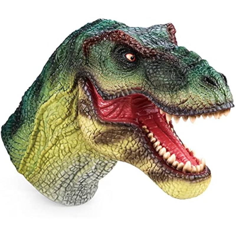 Tyrannosaurus Dinosaur Hand Puppet with Audio Support for Kids Soft Rubber Realistic Action Figure Role Play Toys (Tyrannosaurus) - Image 1
