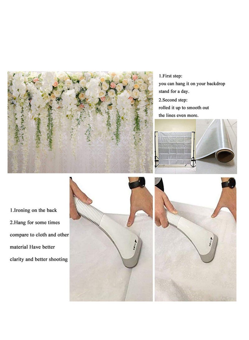 White Rose Floral Theme Photography Backdrops Bridal Shower Wedding Flowers Photo Background Baby Girl Birthday Party Portrait Dessert Cake Table Decor Photo Booth Studio Props 7x5ft Vinyl  - Image 5