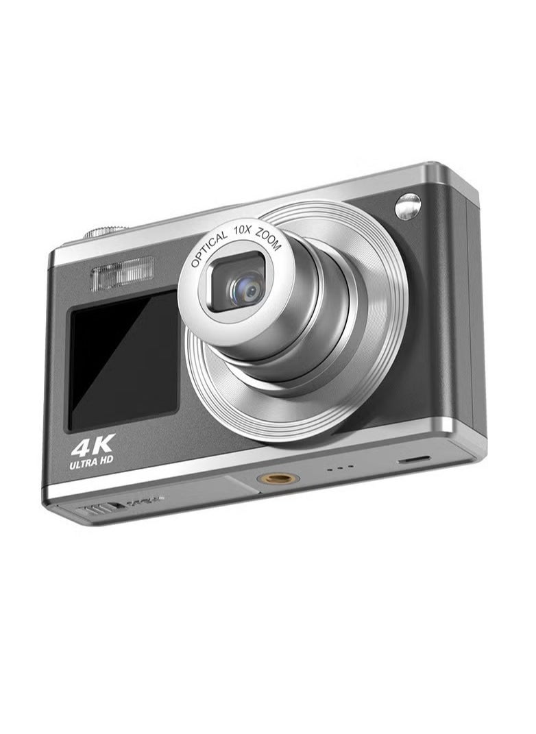Generic 4K Digital Camera, 10X Optical Zoom Vlogging Selfie Camera, Lightweight And Portable Action Camera, Easy To Carry Durable Sports Camera For Videography And Photography, (1pc, Grey)  - Image 1