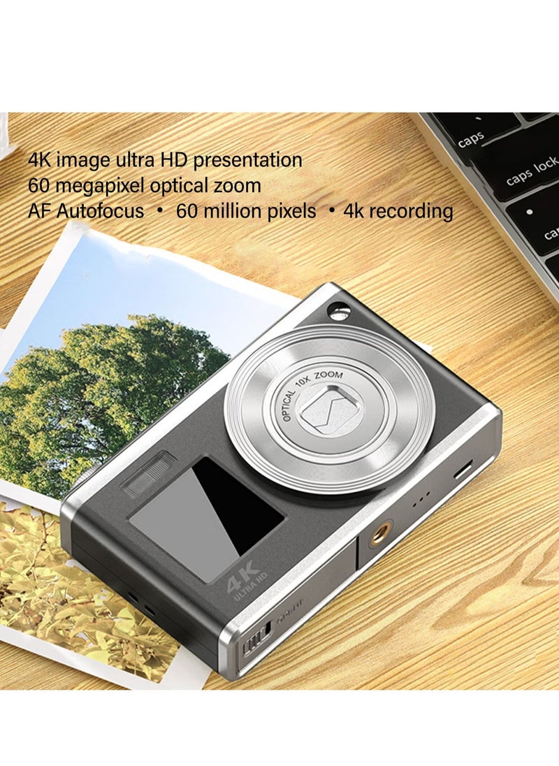Generic 4K Digital Camera, 10X Optical Zoom Vlogging Selfie Camera, Lightweight And Portable Action Camera, Easy To Carry Durable Sports Camera For Videography And Photography, (1pc, Grey)  - Image 2