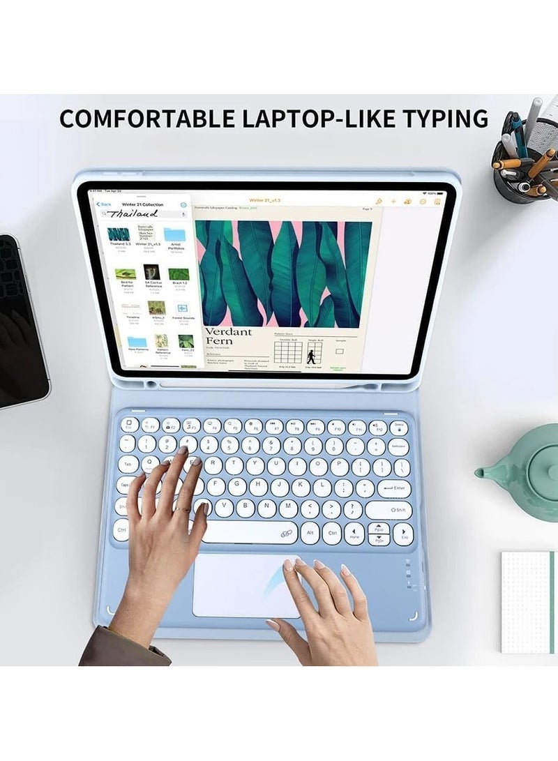 Keyboard Case for Samsung Galaxy Tab S10 FE 10.9-inch 2025 SM-X520/X526B, Round Keys Removable Touchpad Touchpad Wireless Bluetooth Keyboard Leather Case - Image 2