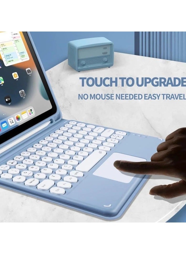 Keyboard Case for Samsung Galaxy Tab S10 FE 10.9-inch 2025 SM-X520/X526B, Round Keys Removable Touchpad Touchpad Wireless Bluetooth Keyboard Leather Case - Image 3