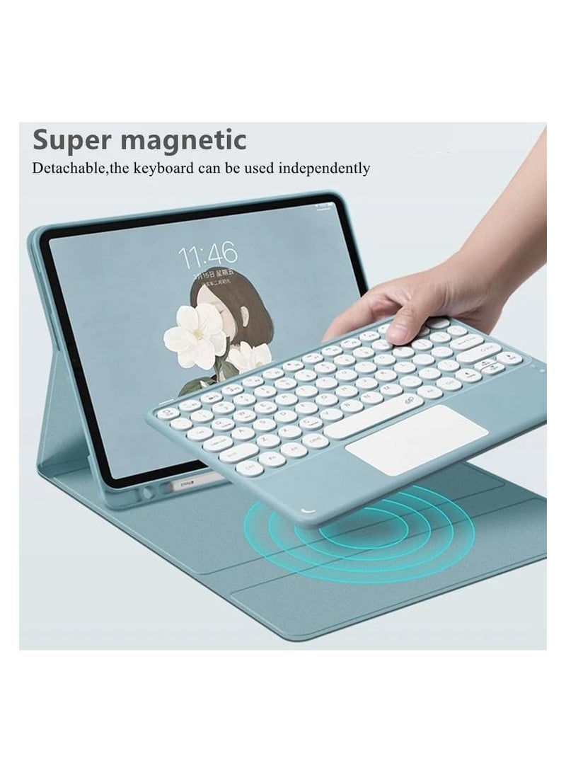 Keyboard Case for Samsung Galaxy Tab S10 FE 10.9-inch 2025 SM-X520/X526B, Round Keys Removable Touchpad Touchpad Wireless Bluetooth Keyboard Leather Case - Image 5