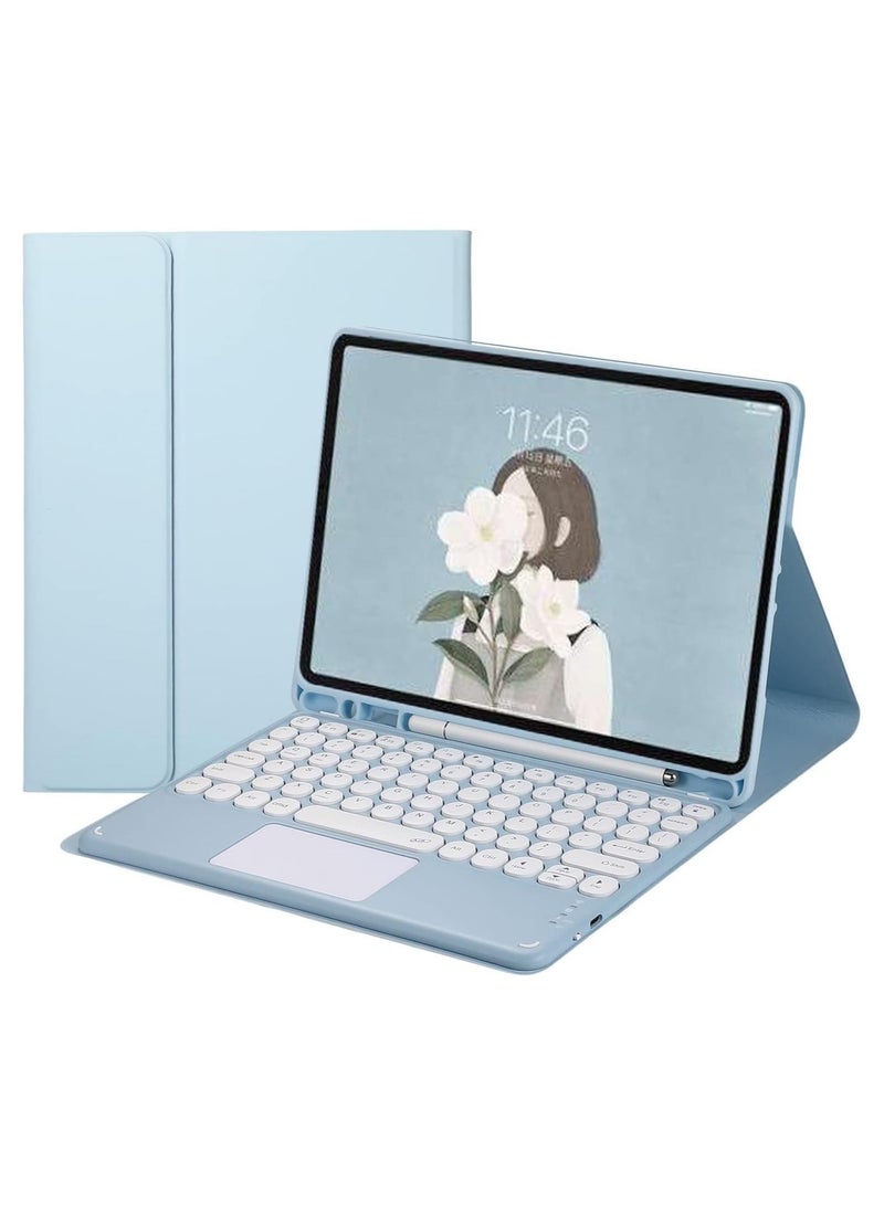 Keyboard Case for Samsung Galaxy Tab S10 FE 10.9-inch 2025 SM-X520/X526B, Round Keys Removable Touchpad Touchpad Wireless Bluetooth Keyboard Leather Case - Image 1